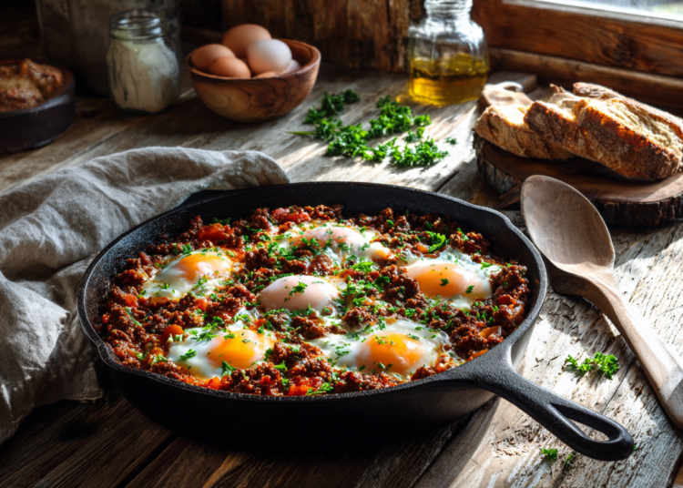 Savory Ground Beef And Eggs Skillet