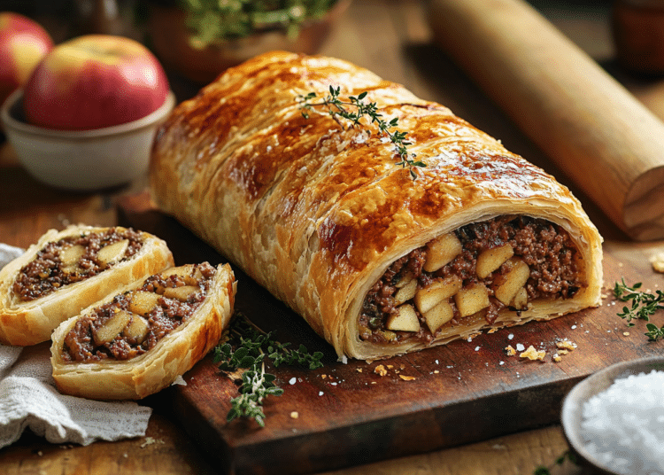 Rustic Pork And Bramley Apple Roll Celebrates British Cuisine 1 Pork Mince And Bramley Apple Roll