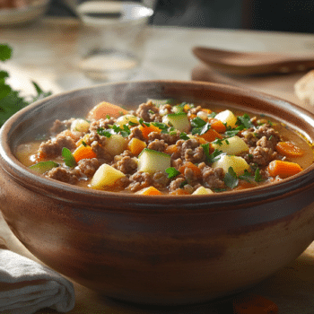 Minced Beef And Vegetable Cuchuco Soup