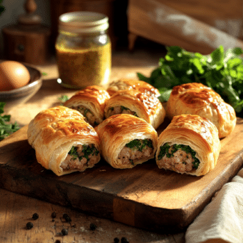 Minced Pork And Watercress Sausage Rolls