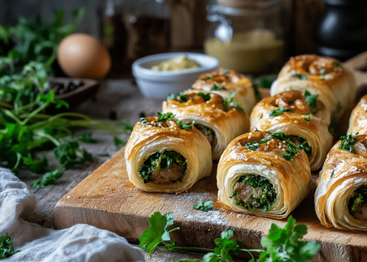 Minced Pork And Watercress Sausage Rolls