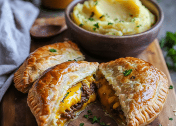 Minced Beef And Cheese Pies With Kumara Mash
