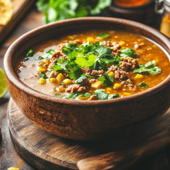 Minced Pork And Sweetcorn Tortilla Soup