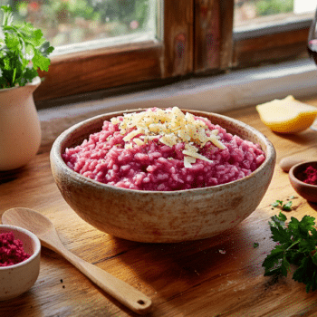 Spicy Lamb Mince And Beetroot Risotto
