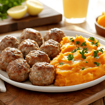 Pork Apple Meatballs With Sweet Potato Mash2