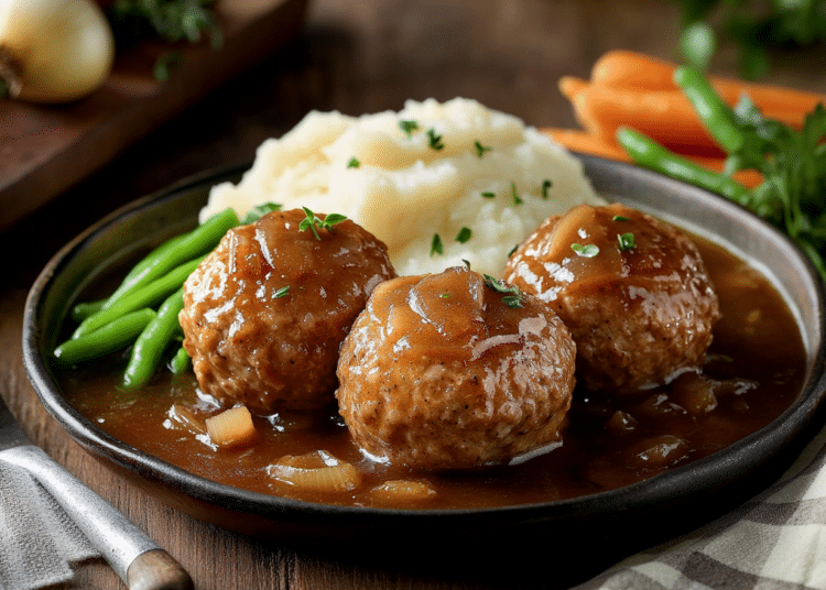 Minced Pork Faggots With Onion Gravy