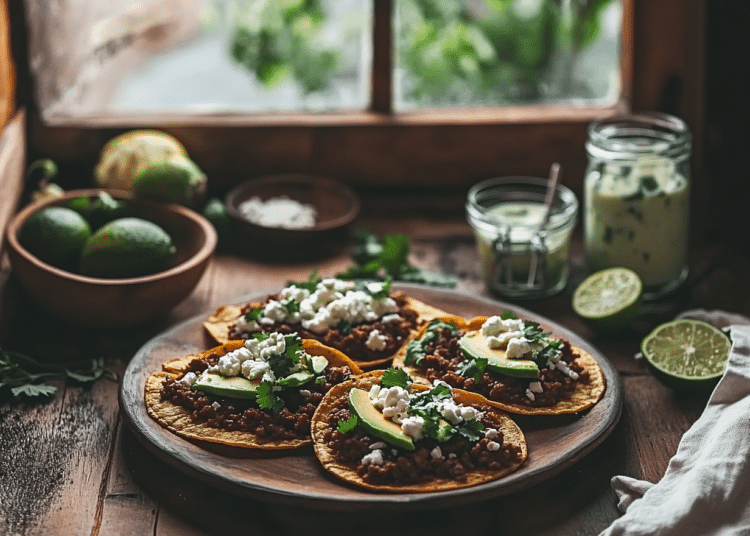 Beef Mince Tostadas With Lime Crema