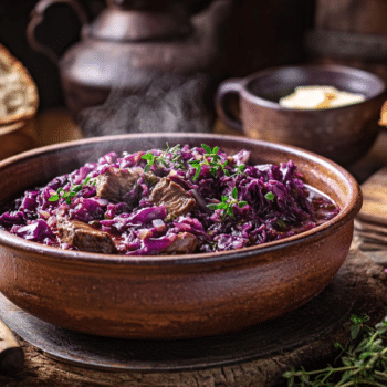 Forest Game Stew With Red Cabbage And Venison 2 Minced Venison And Red Cabbage Stew