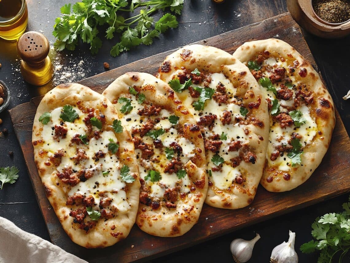Lamb Mince And Black Pepper Naan Pizza