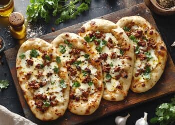 Lamb Mince And Black Pepper Naan Pizza