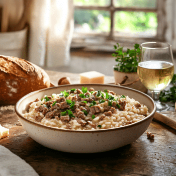 Minced Beef And Wild Mushroom Risotto