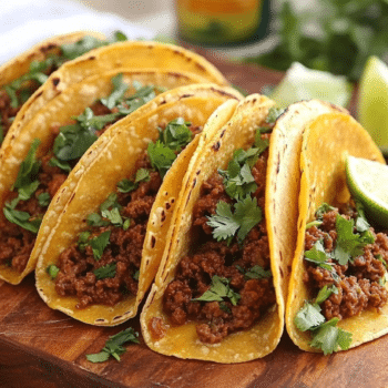 Beef Mince And Kimchi Tacos