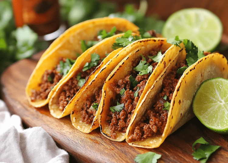 Beef Mince And Kimchi Tacos