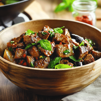 Basil Beef And Eggplant Stir Fry