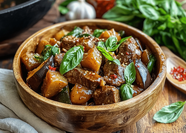 Basil Beef And Eggplant Stir Fry