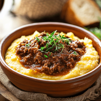 Savory Mediterranean Lamb Feast With Creamy Polenta Delight 2 Minced Lamb With Creamy Mashed Polenta