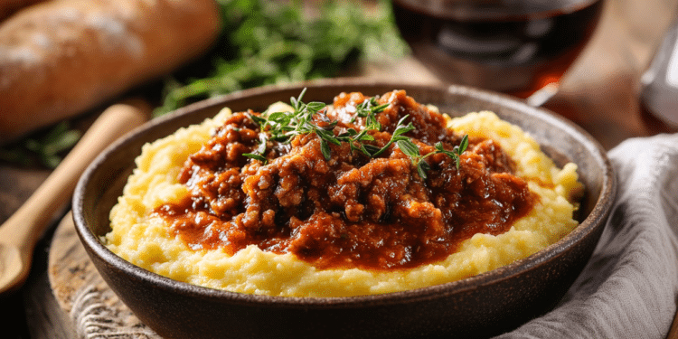 Minced Lamb With Creamy Mashed Polenta