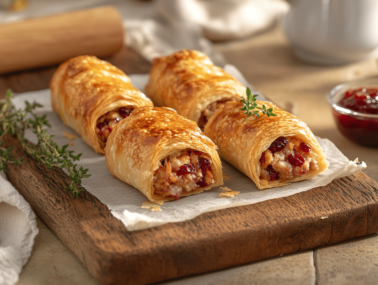 97 Britsh Inspired Mince Recipes 20 Holiday Twist: Turkey And Cranberry Sausage Rolls Delight