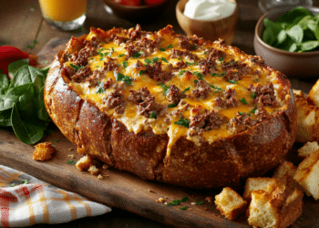 Minced Beef And Cheese Cobb Loaf Dip