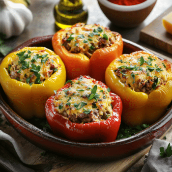 Minced Veal And Manchego Stuffed Peppers