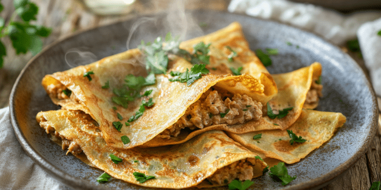 Chicken Mince And Dijon Mustard Crêpes