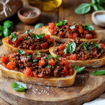 Beef Mince And Tomato Bruschetta