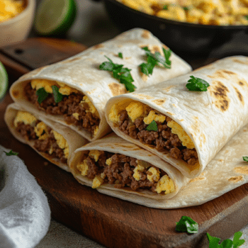 Beef Mince Scrambled Eggs Wraps