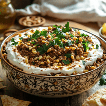 Savory Lebanese Lamb Fatteh With Creamy Yogurt Sauce 2 Lebanese Lamb Mince Fatteh With Yogurt Sauce