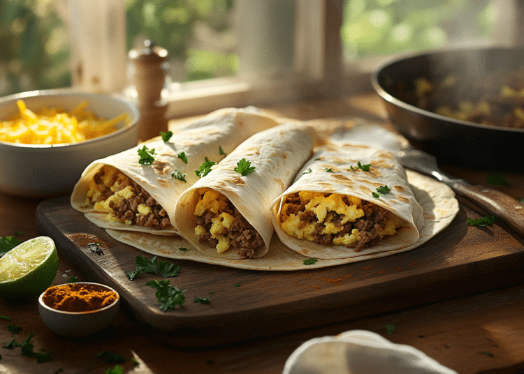 Beef Mince Scrambled Eggs Wraps