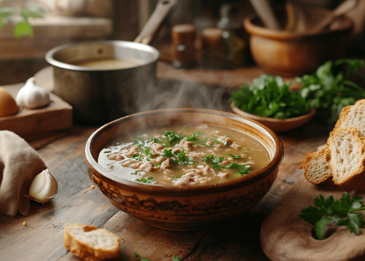 Hearty Pork And Garlic Knödel Soup From Central Europe 1 Pork Mince And Garlic Knödel Soup