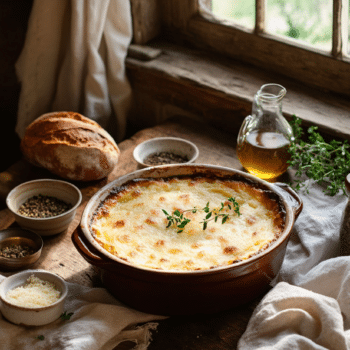 Layered Beef Mince And Potato Gratin