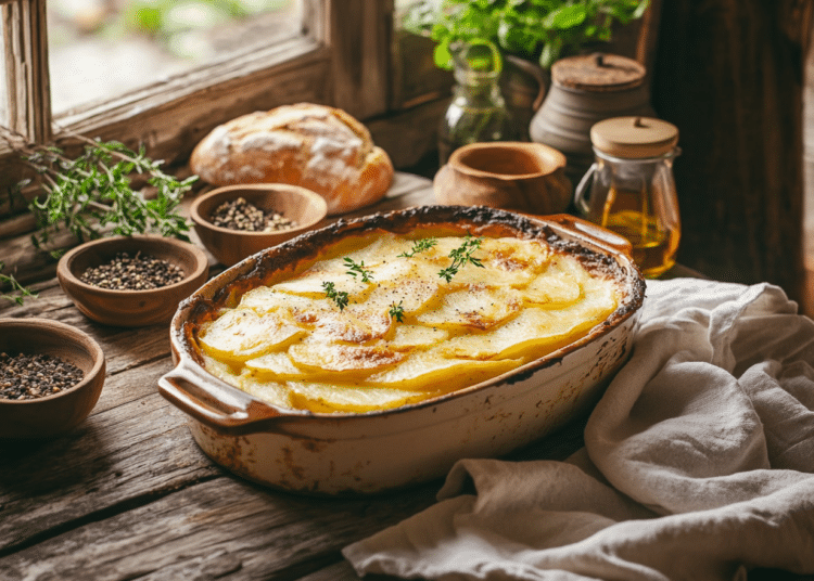 Layered Beef Mince And Potato Gratin