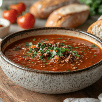 Spiced Beef Mince And Tomato Soup