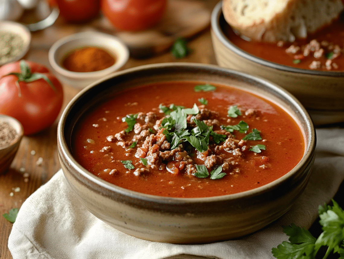 Spiced Beef Mince And Tomato Soup
