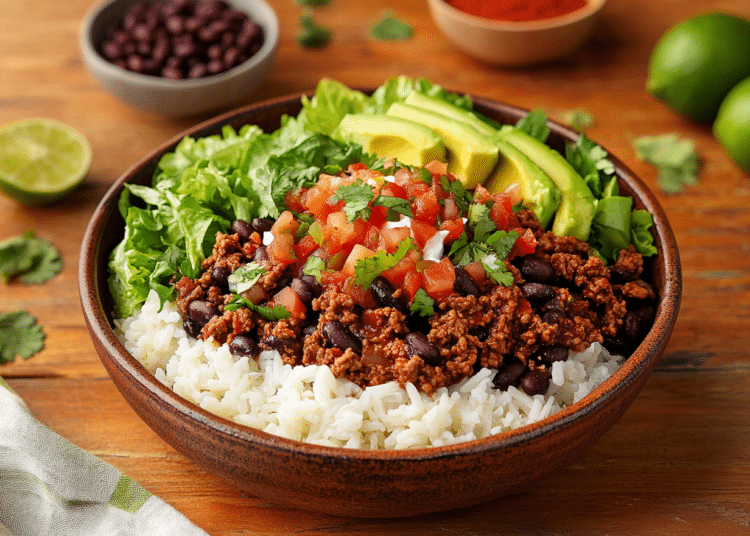 Zesty Mexican-Inspired Beef And Black Bean Burrito Bowls 1 Beef Mince And Black Bean Burrito Bowls