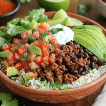 Zesty Mexican-Inspired Beef And Black Bean Burrito Bowls 2 Beef Mince And Black Bean Burrito Bowls