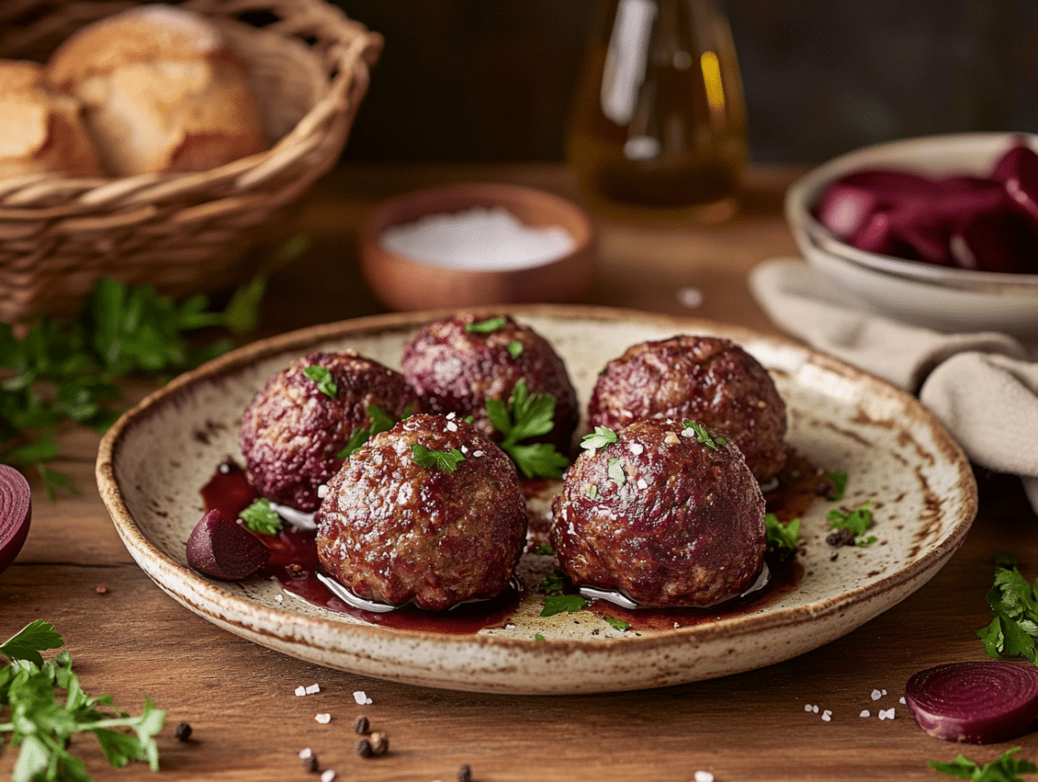 Minced Venison And Beetroot Meatballs