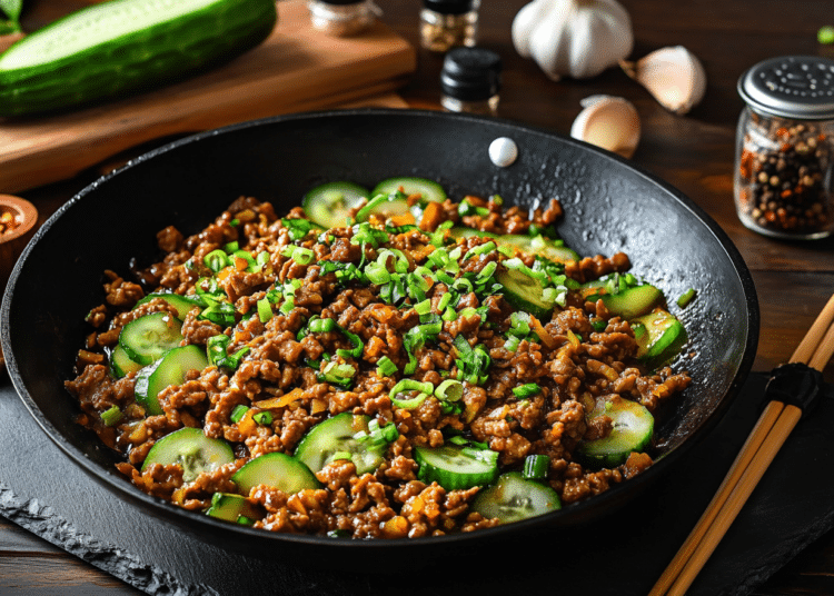 Minced Lamb And Cucumber Hunan Stir Fry