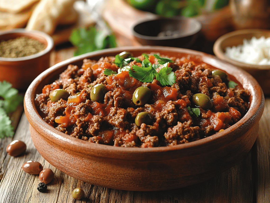 Latin American Beef Picadillo With Sweet And Savory Twist 1 Beef Mince Picadillo With Olives And Raisins