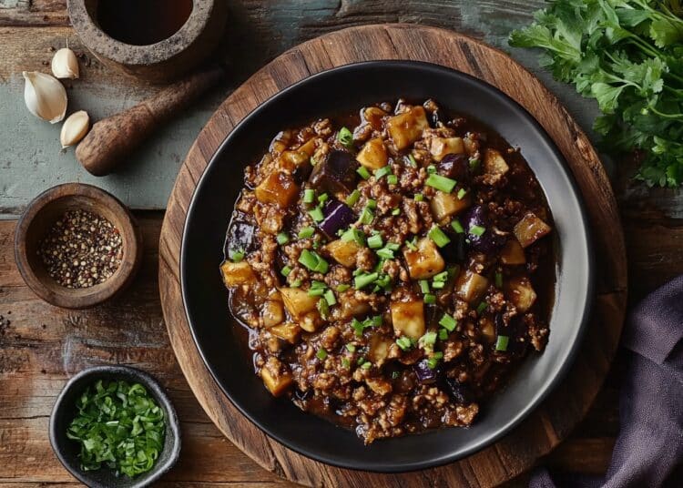 Spicy Lamb And Eggplant Stir-Fry With Sichuan Pepper 1 Minced Lamb With Sichuan Pepper And Eggplant