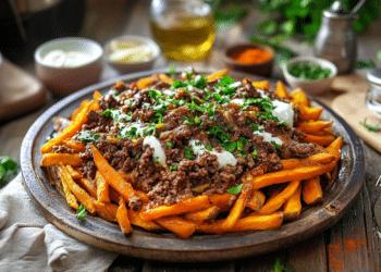 Loaded Beef Mince Sweet Potato Fries