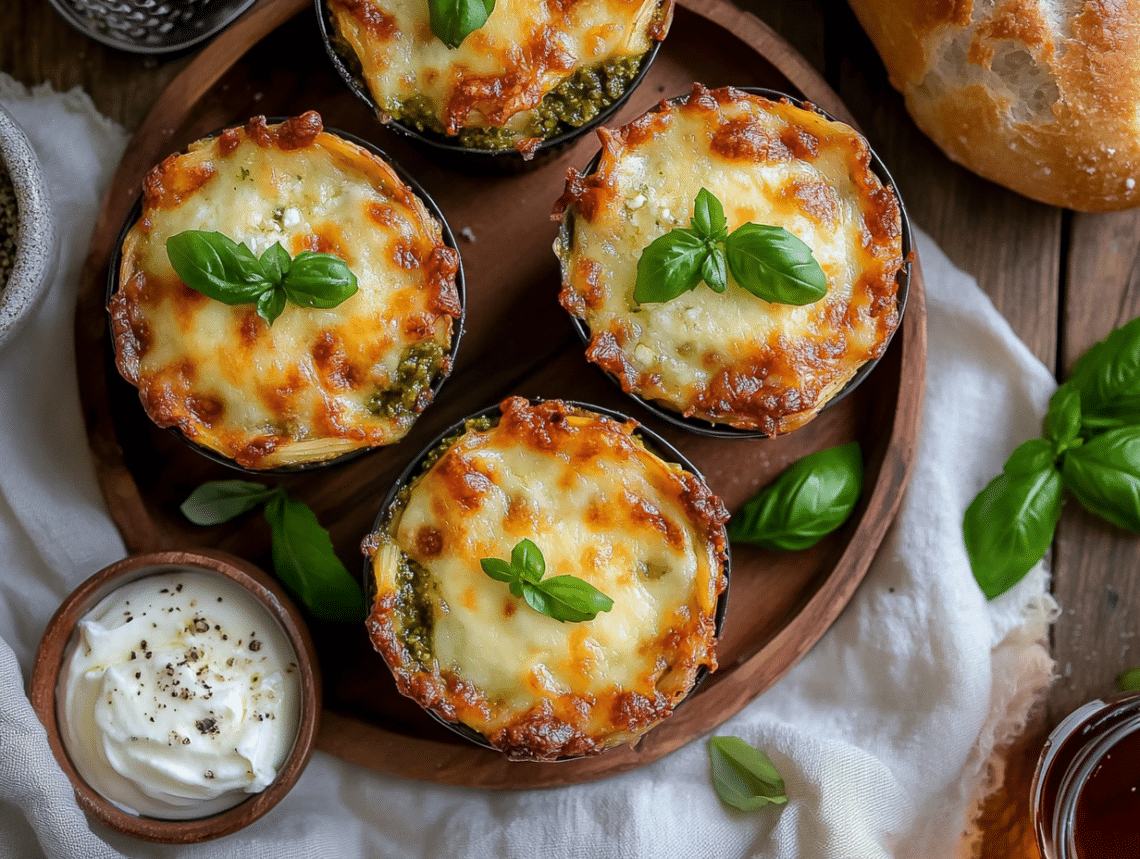 Minced Lamb And Pesto Lasagna Cups
