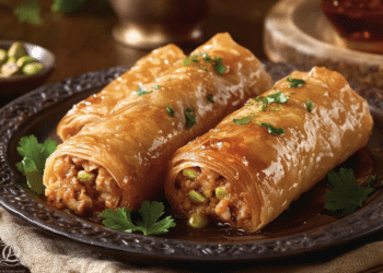 Minced Chicken And Pistachio Baklava Rolls