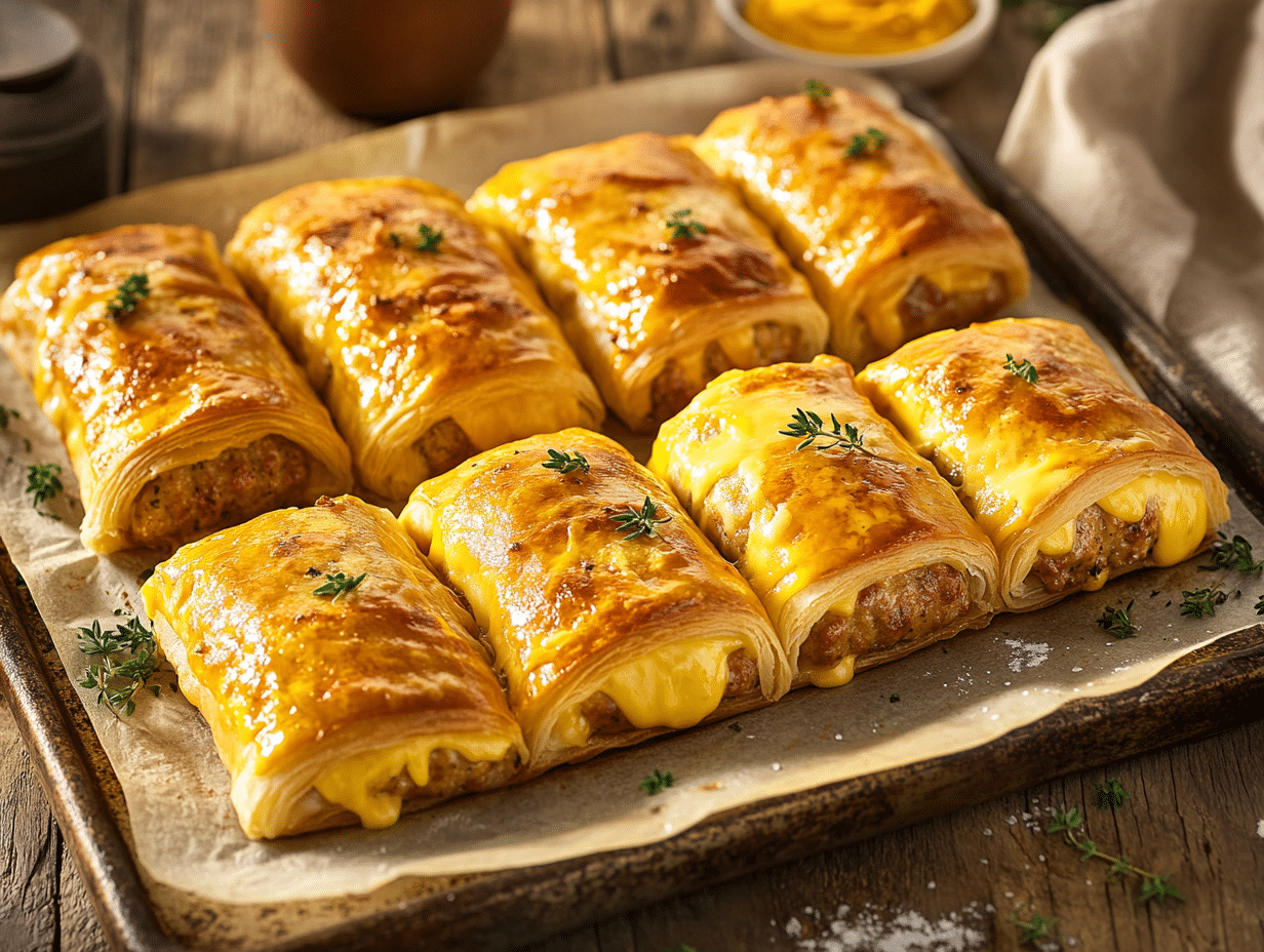 Cheesy Welsh Rarebit Sausage Rolls With British Flair
