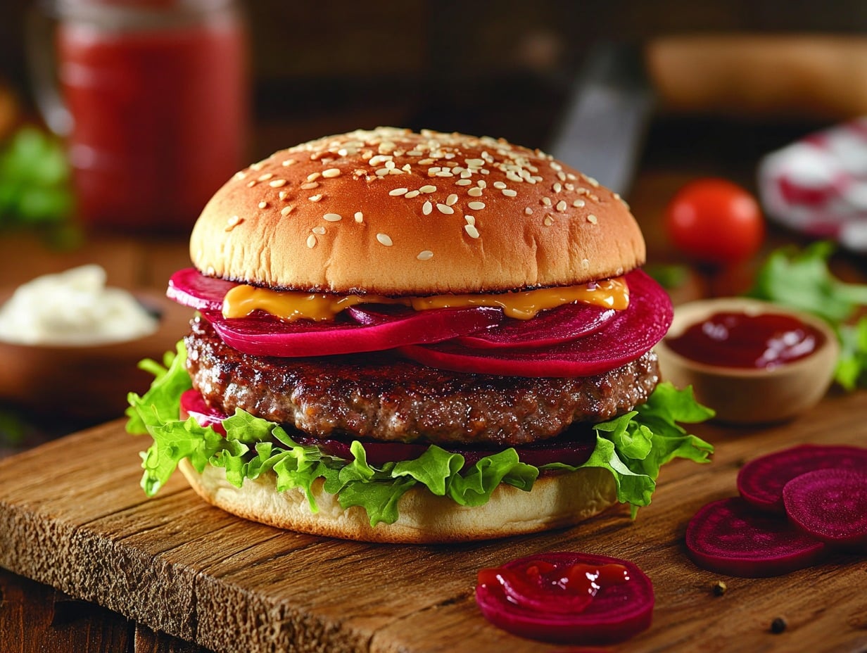Aussie Beef Burger With Beetroot A Down Under Delight