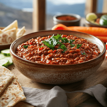 Lamb Mince And Roasted Red Pepper Dip