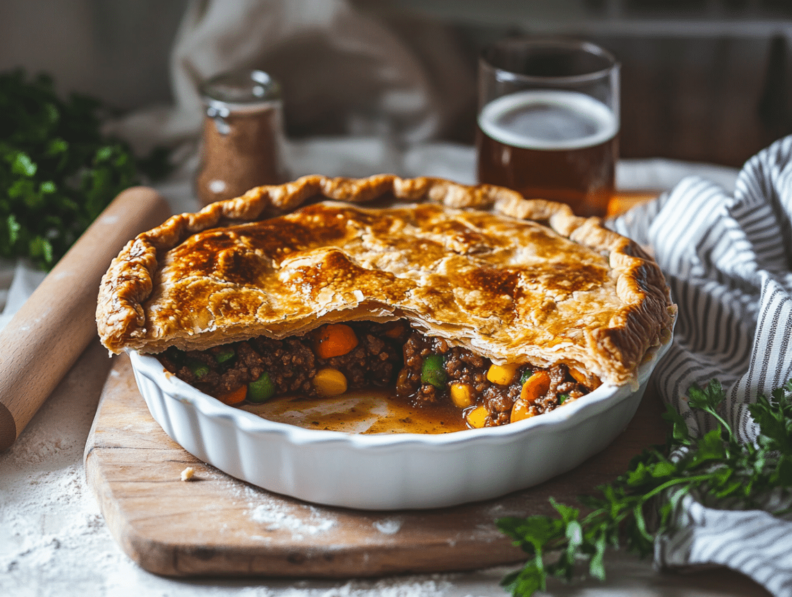 Hearty British Minced Beef And Ale Pie For Comfort Dining 1 Minced Beef And Ale Pie