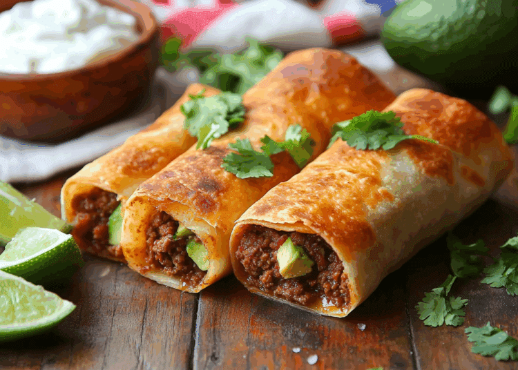 Crispy Beef Mince And Avocado Chimichangas