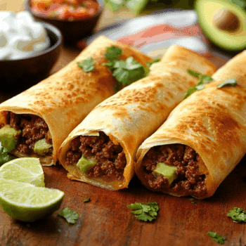 Crispy Beef Mince And Avocado Chimichangas