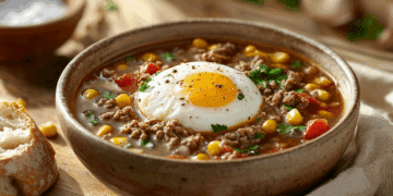 Minced Beef And Egg Pira Caldo Soup